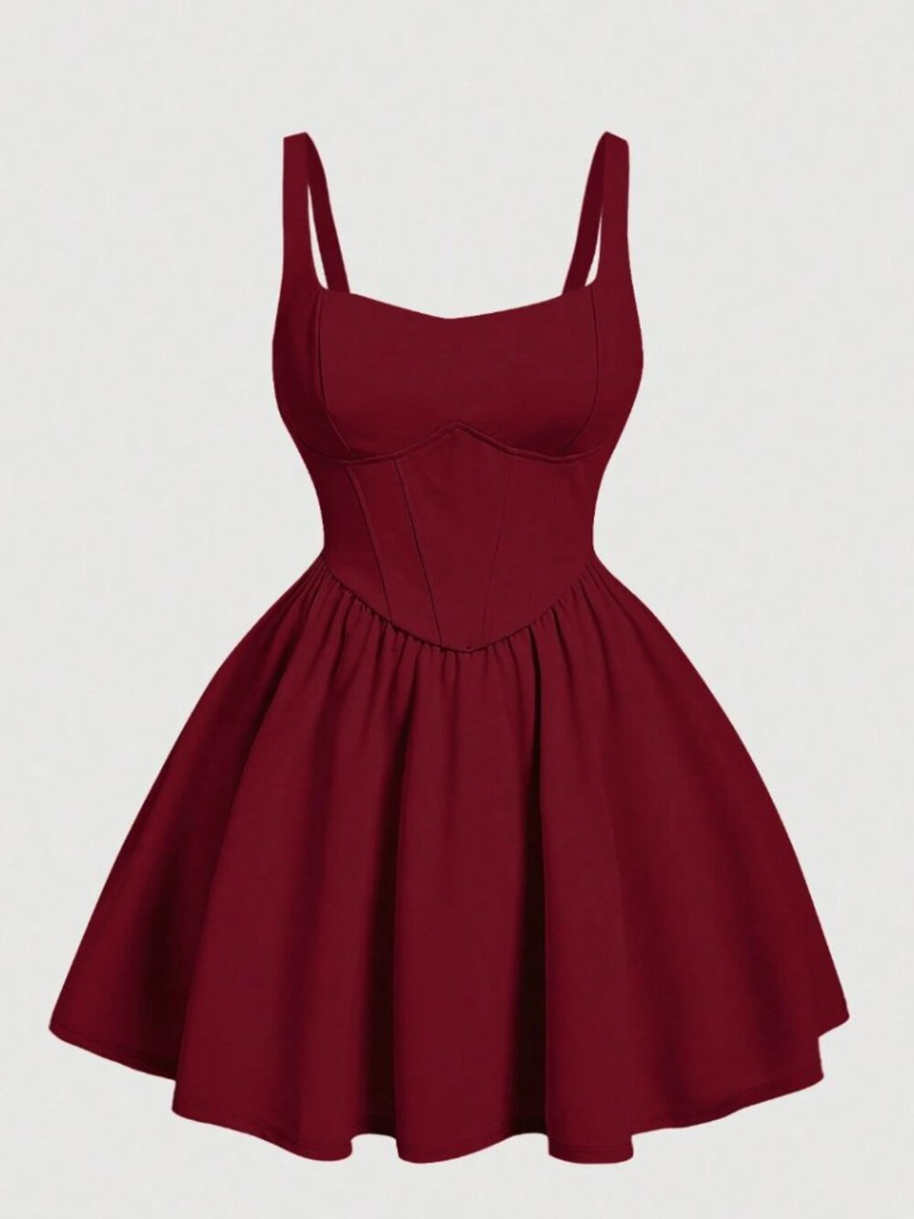 SHEIN- Burgundy Solid Corset Structure Cami Dress